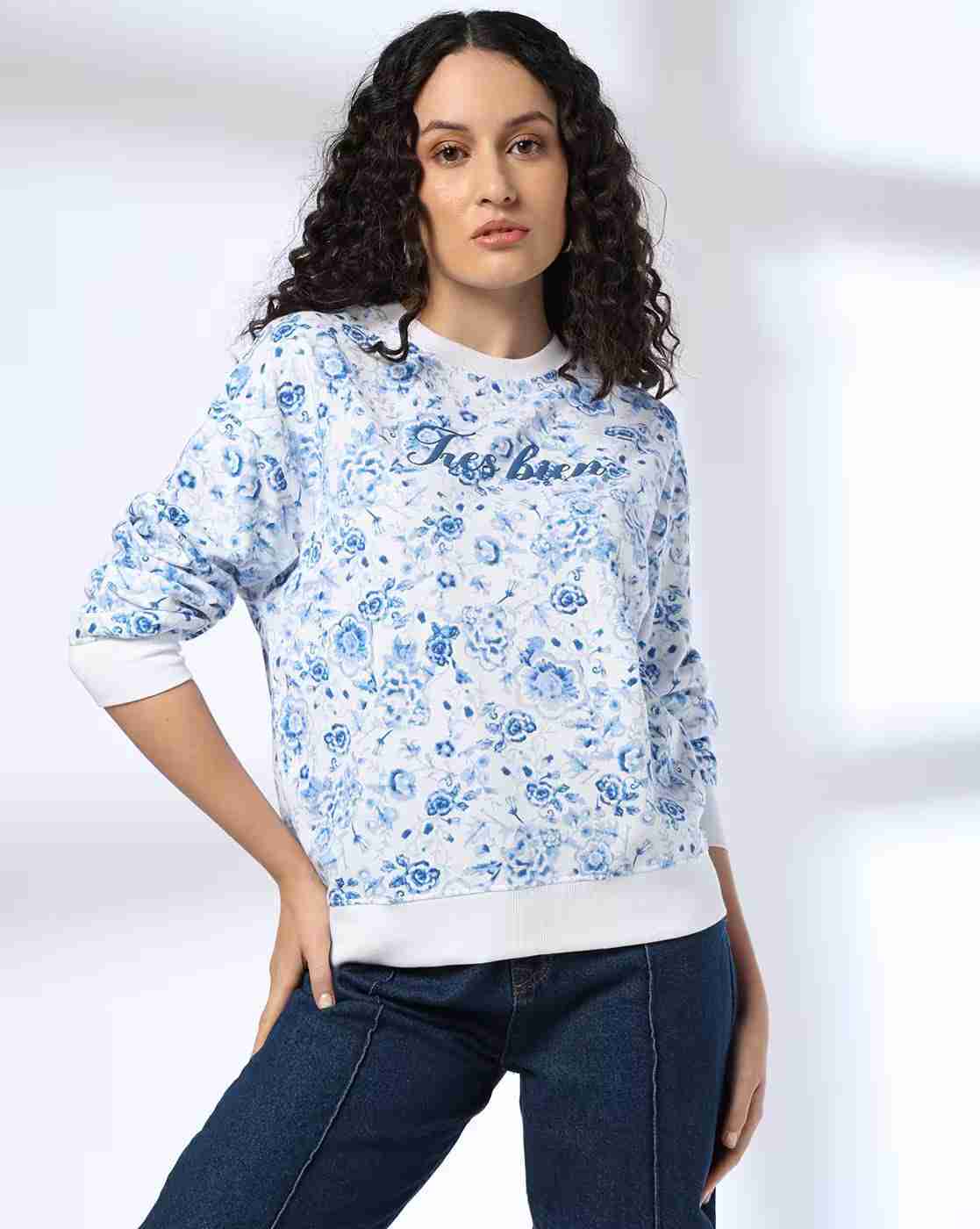 DNMX | Women Floral Print Relaxed Fit Sweatshirt|0