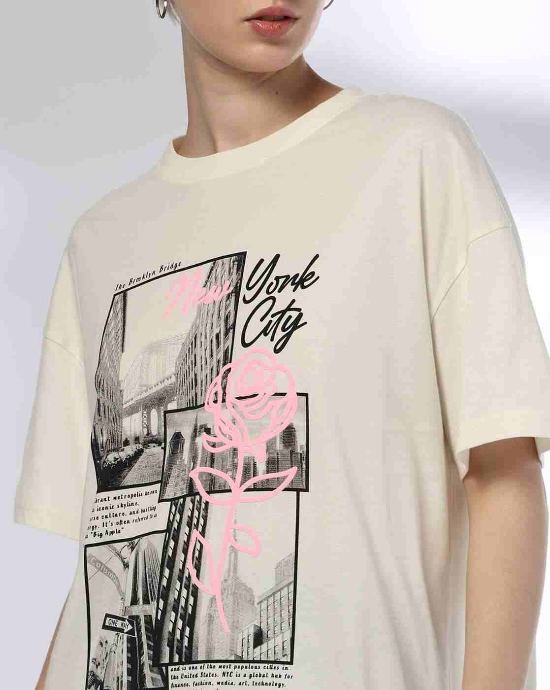 DNMX | Women Graphic Print Oversized Crew-Neck T-Shirt|4