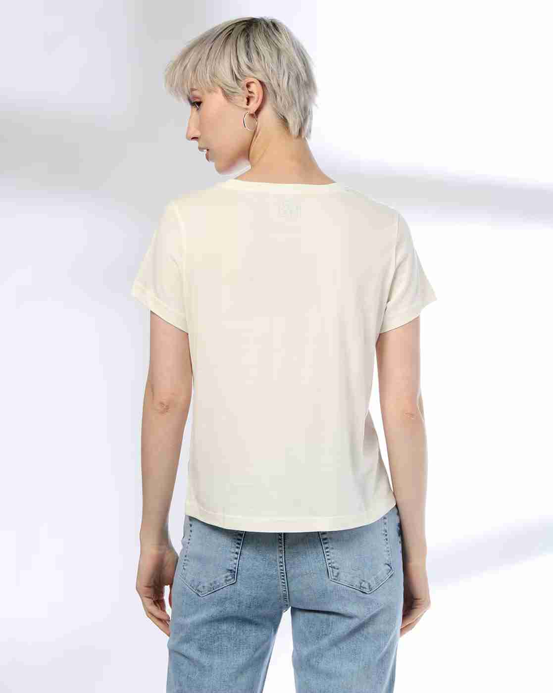 DNMX | Women Floral Print Regular Boxy Fit Round-Neck T-Shirt|2