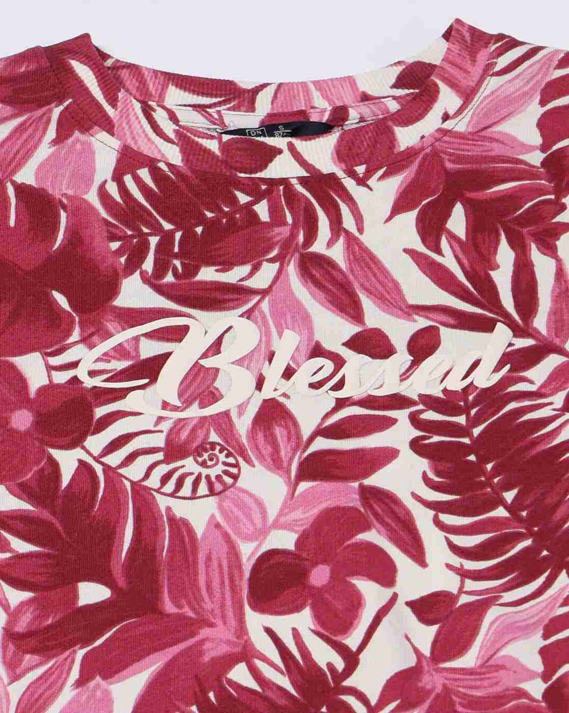 DNMX | Women Leaf Print Relaxed Fit Sweatshirt|5