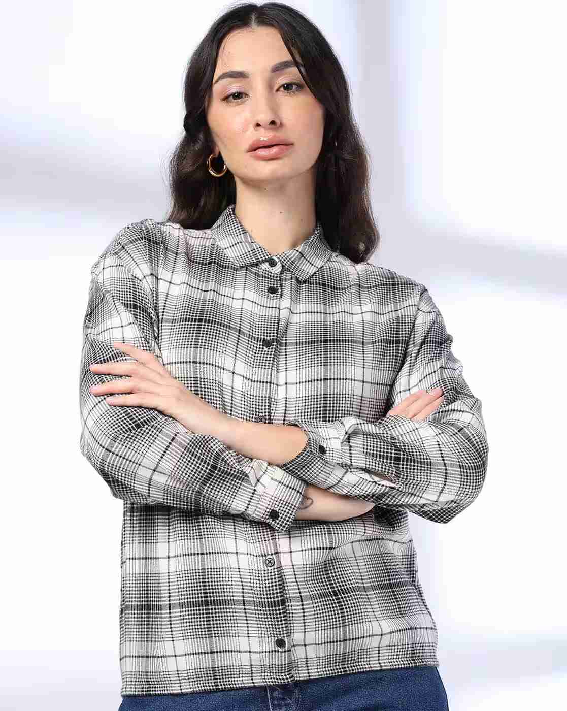 DNMX | Women Checked Relaxed Fit Shirt|0