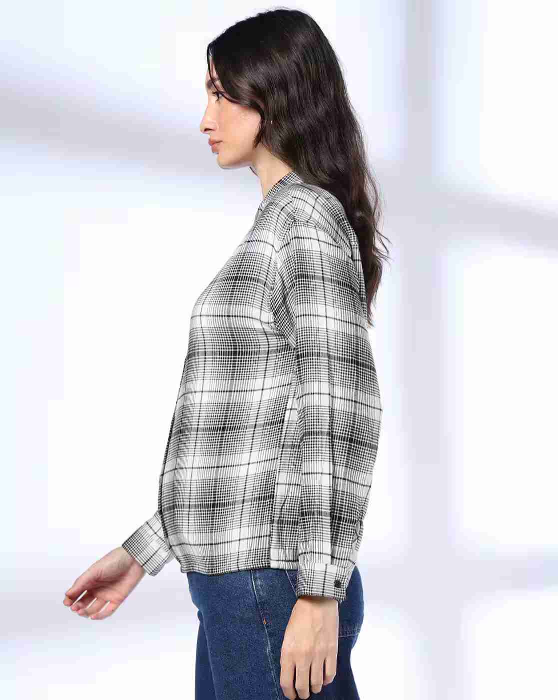 DNMX | Women Checked Relaxed Fit Shirt|1