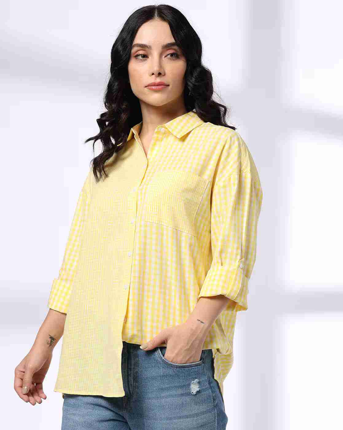 DNMX | Women Checked Shirt|0