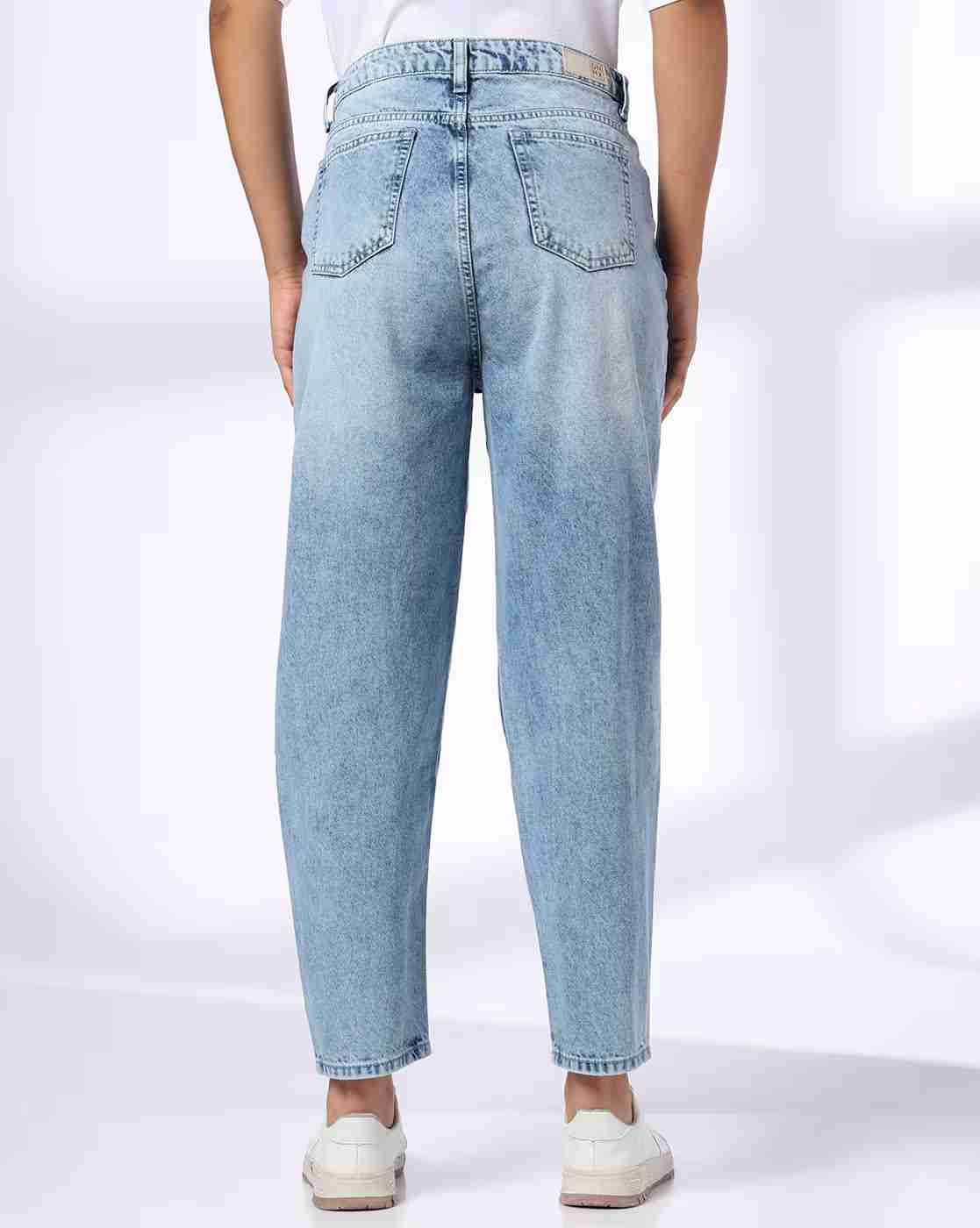 DNMX | Girls Mid-Wash Distressed Mom Fit Jeans|2