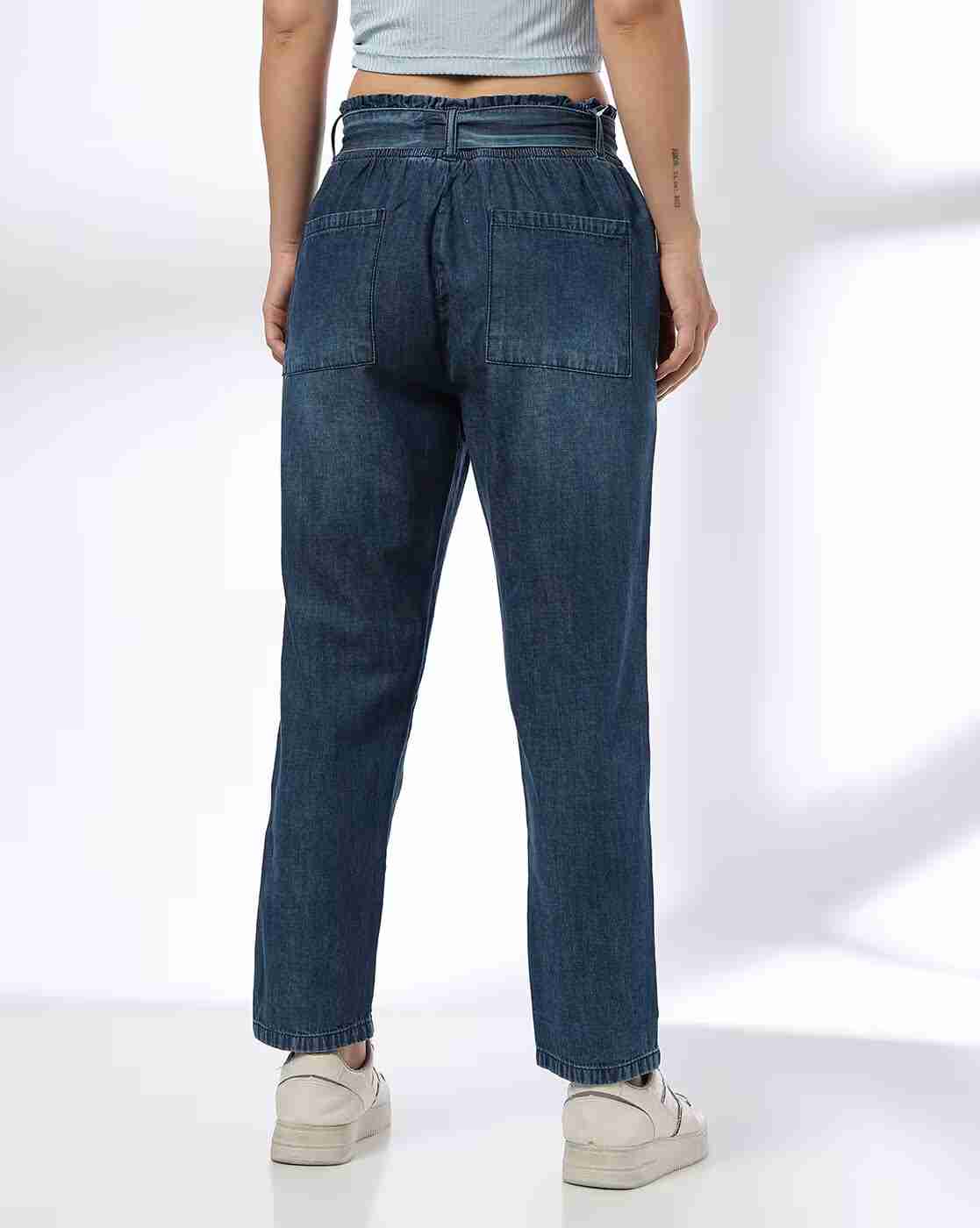 DNMX | Women Lightly Washed Relaxed Fit Jeans with Belt|2