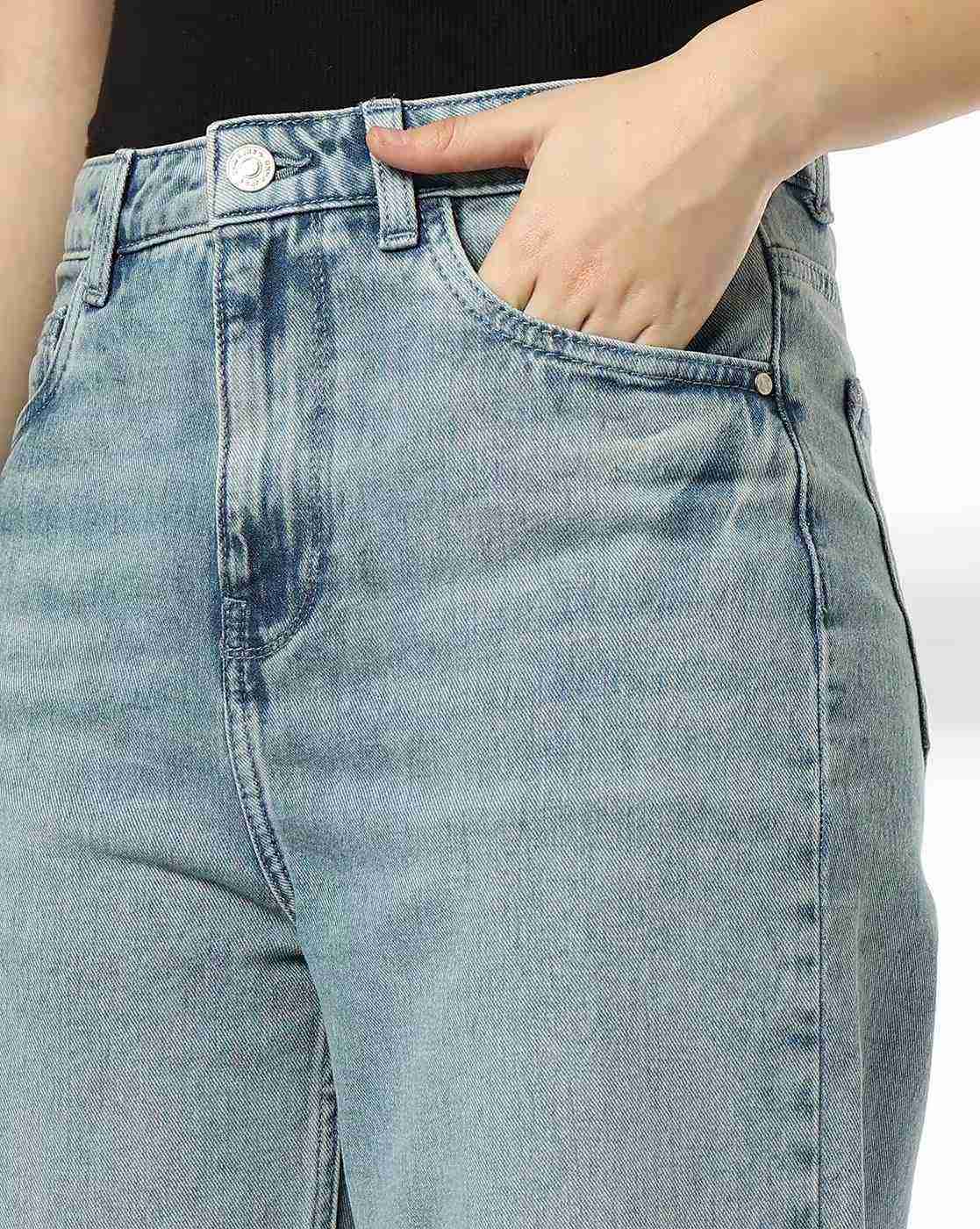 DNMX | Women Mid-Wash Wide-Leg Jeans|3