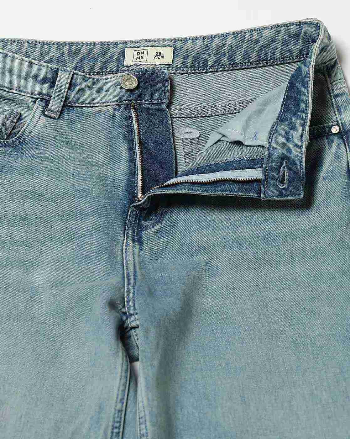 DNMX | Women Mid-Wash Wide-Leg Jeans|4