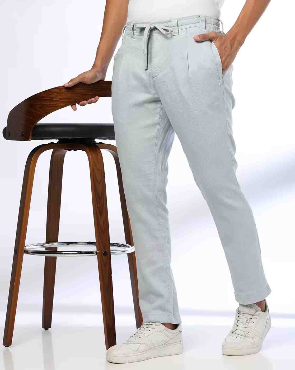 Men Regular Fit Pleated Trousers