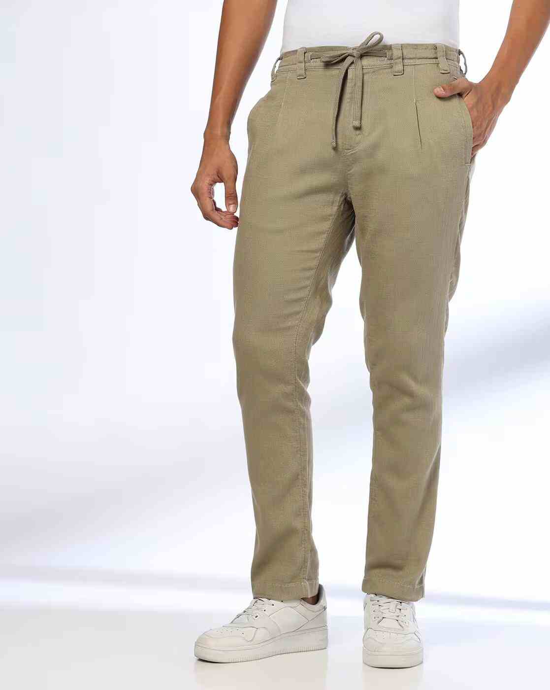 DNMX | Men Regular Fit Pleated Trousers|0