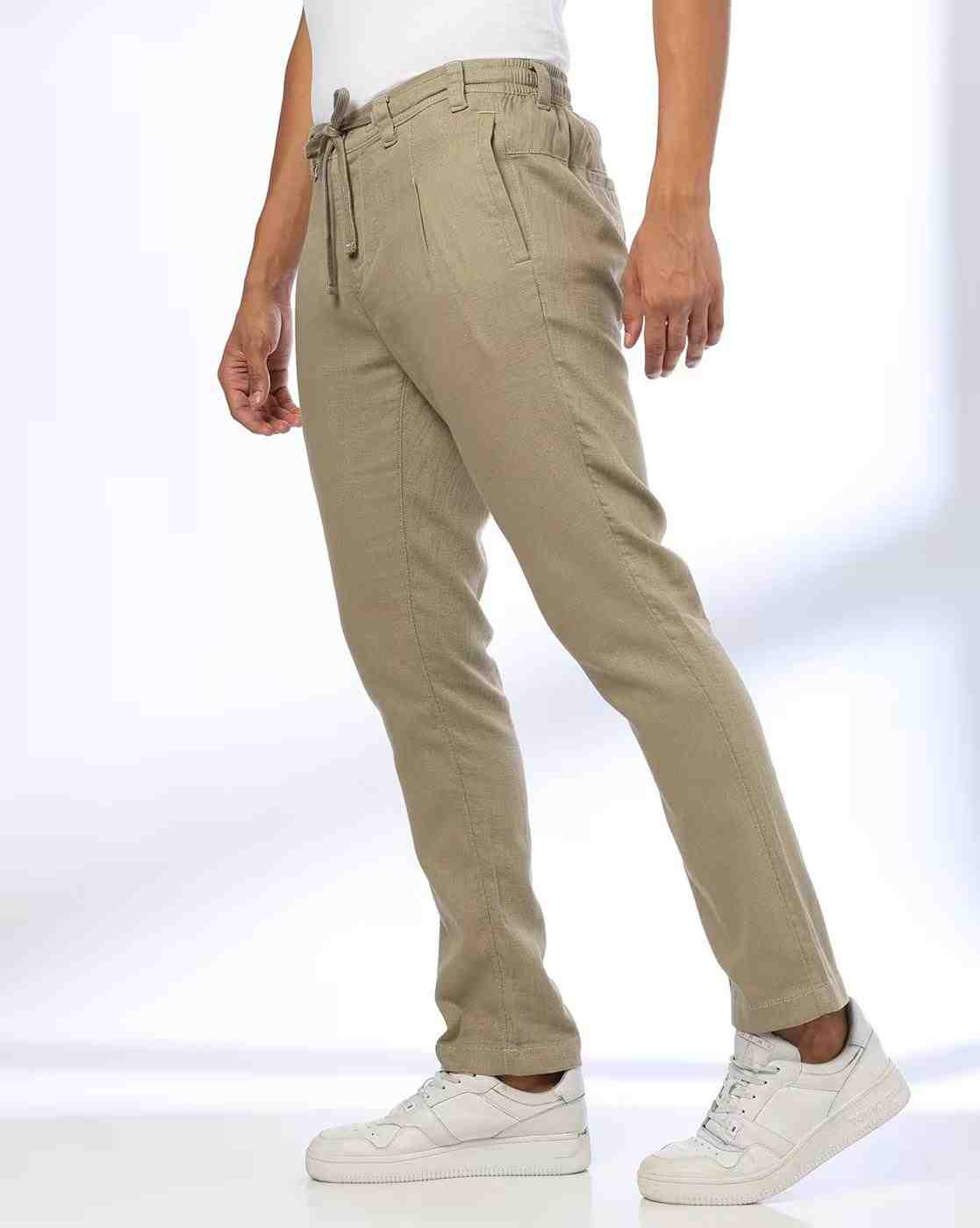 DNMX | Men Regular Fit Pleated Trousers|1