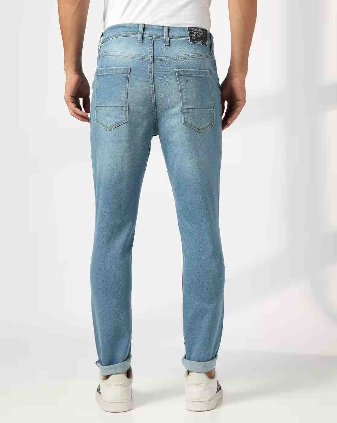 DNMX | Men Mid-Wash Slim Fit Jeans|2