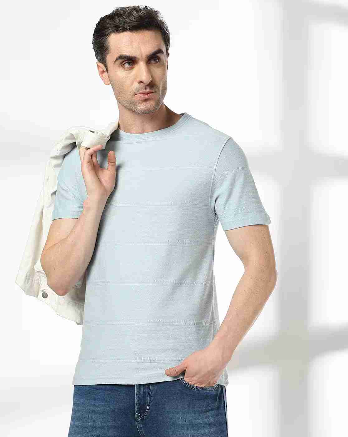 Men Striped Relaxed Fit Crew-Neck T-Shirt