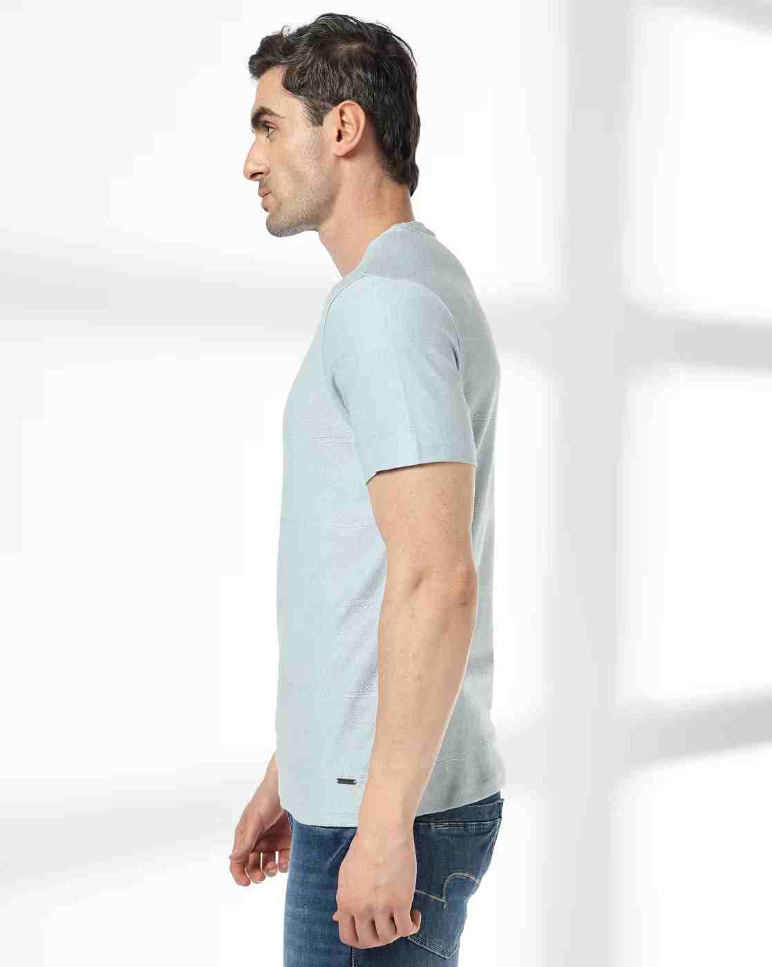 DNMX | Men Striped Relaxed Fit Crew-Neck T-Shirt|1