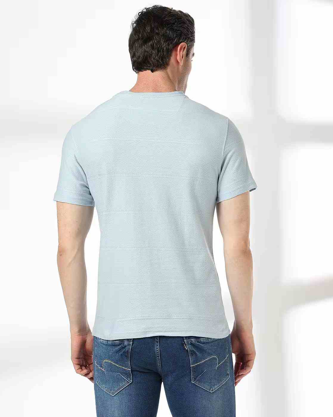 DNMX | Men Striped Relaxed Fit Crew-Neck T-Shirt|2