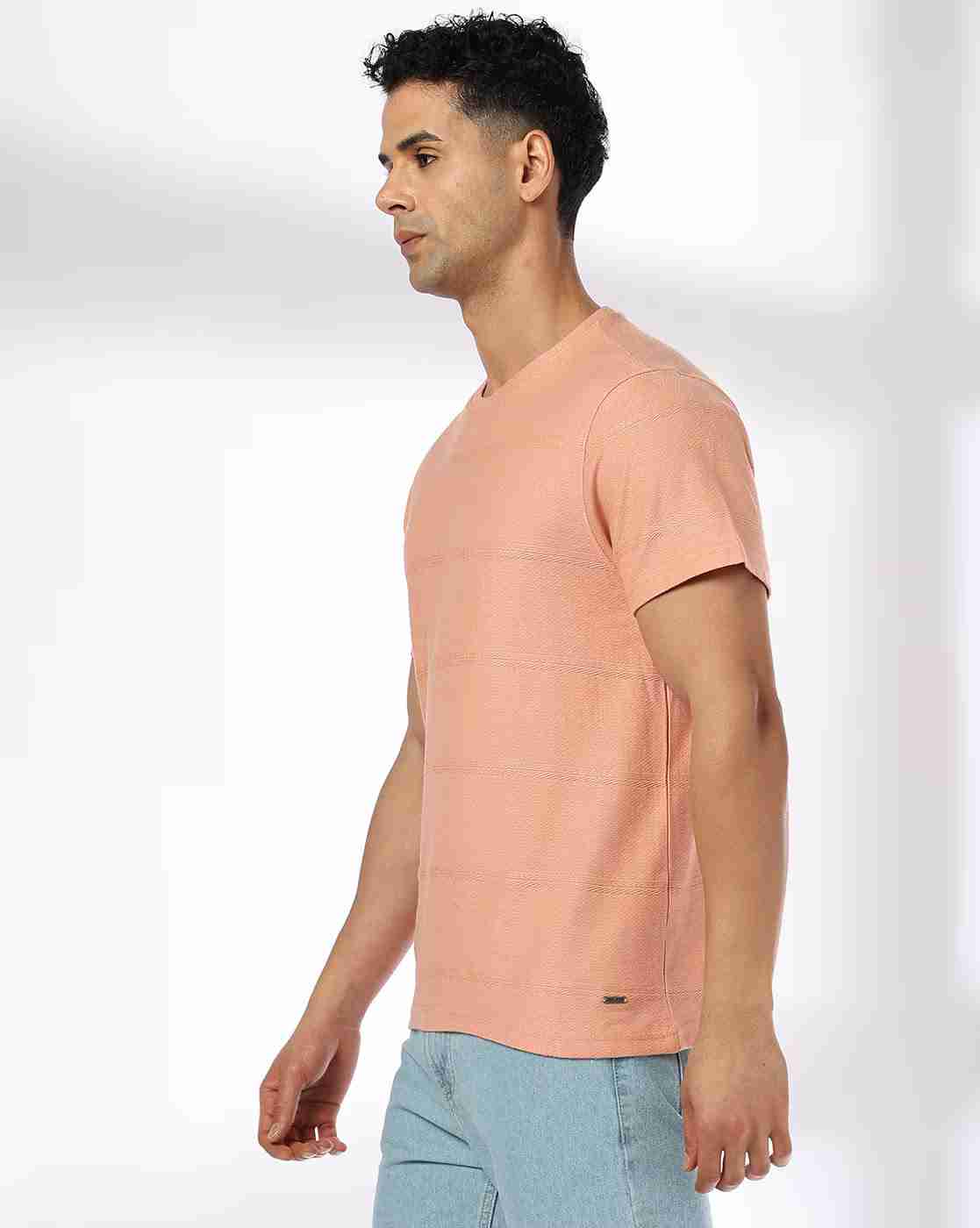 DNMX | Men Striped Relaxed Fit Crew-Neck T-Shirt|2