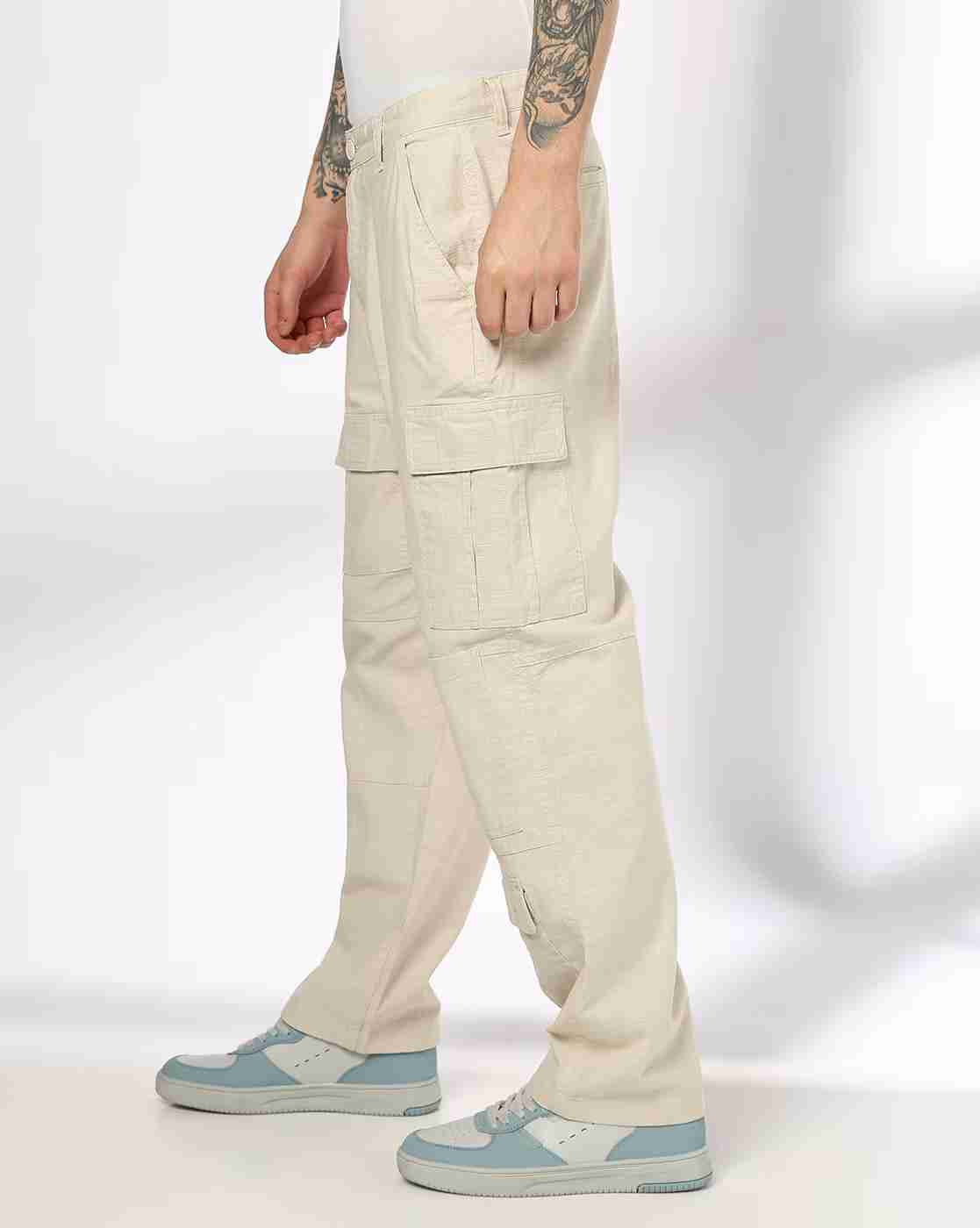 DNMX | Men Loose Fit Flat-Front Cargo Pants|1