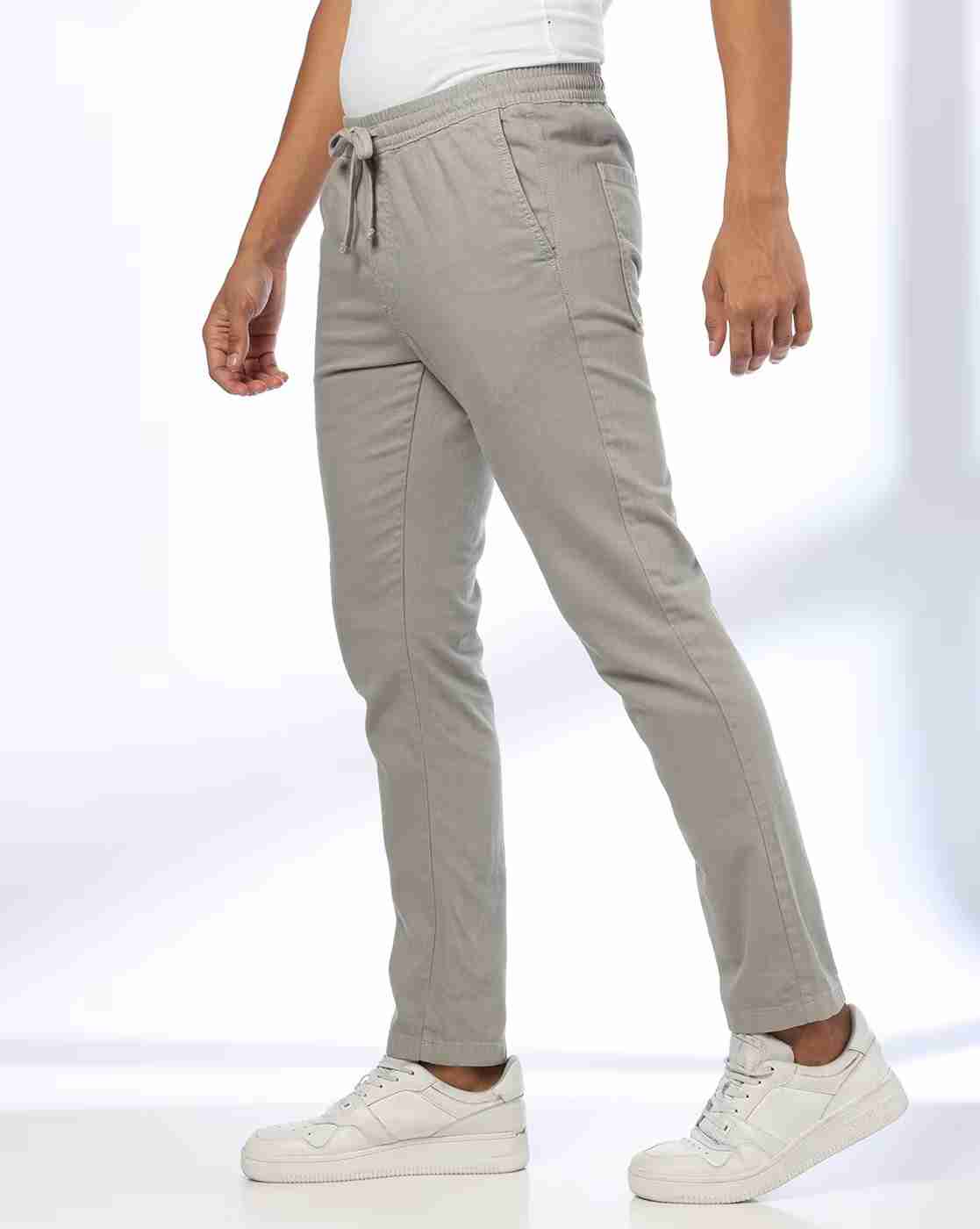 DNMX | Men Regular Fit Flat-Front Chinos|1