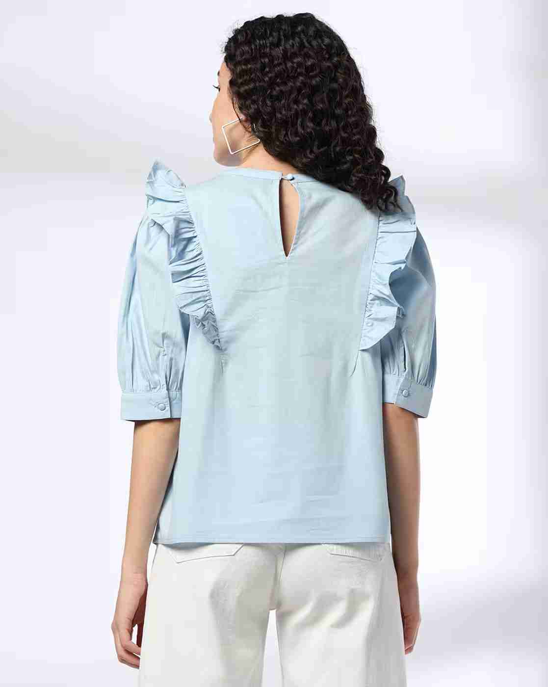 DNMX | Women Relaxed Fit Top with Ruffles Overlay|2