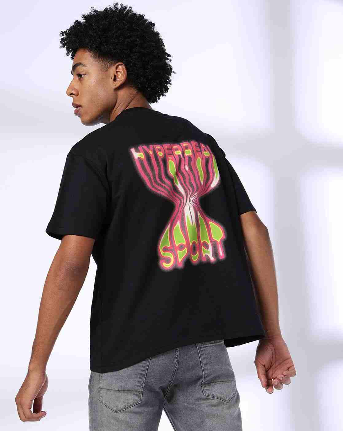 DNMX | Men Typographic Print Boxy Fit Crew-Neck T-Shirt|0