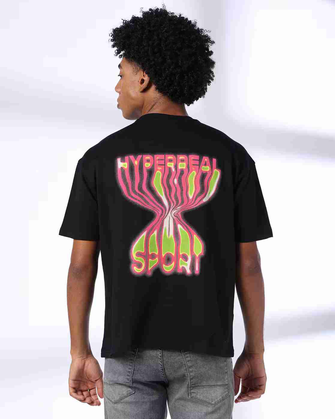 DNMX | Men Typographic Print Boxy Fit Crew-Neck T-Shirt|2