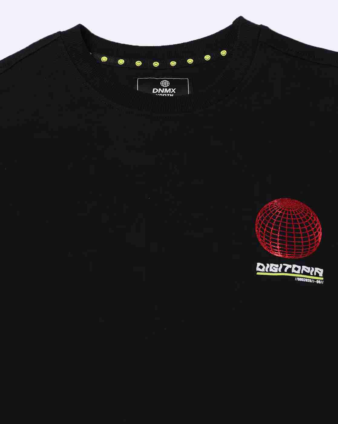 DNMX | Men Typographic Print Boxy Fit Crew-Neck T-Shirt|5