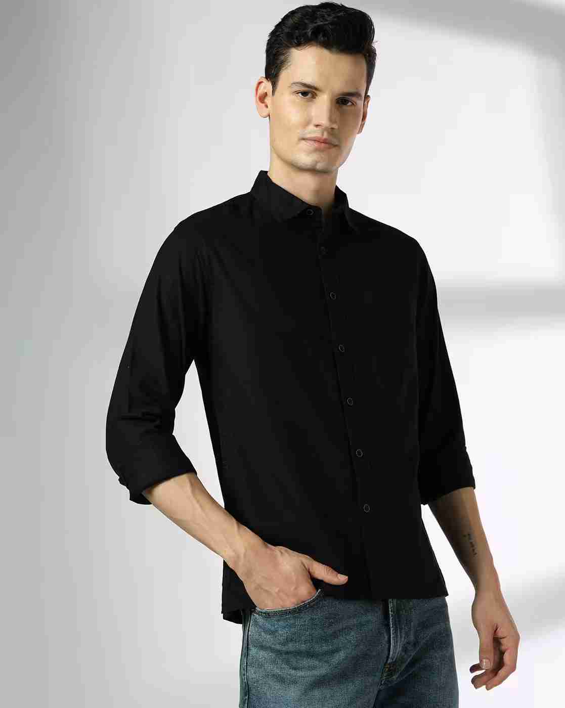 Men Regular Fit Shirt with Patch Pocket