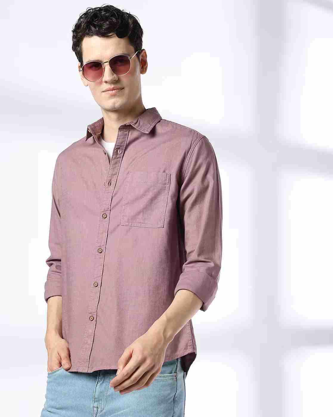 Men Regular Fit Shirt with Patch Pocket