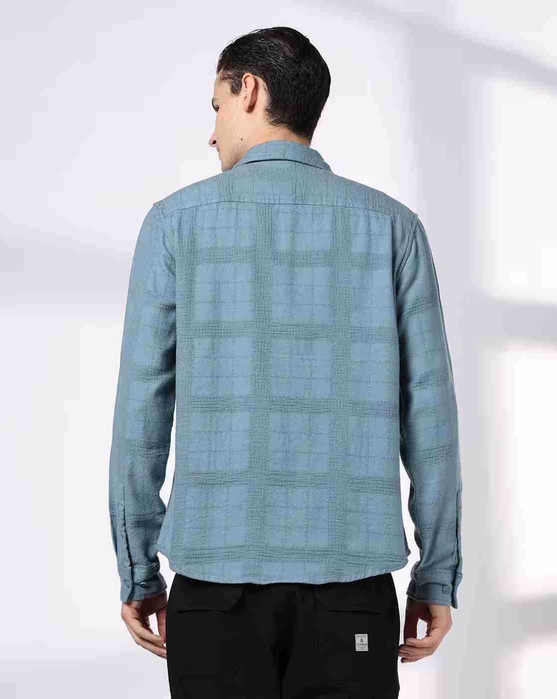 DNMX | Men Checked Regular Fit Shirt with Patch Pockets|2