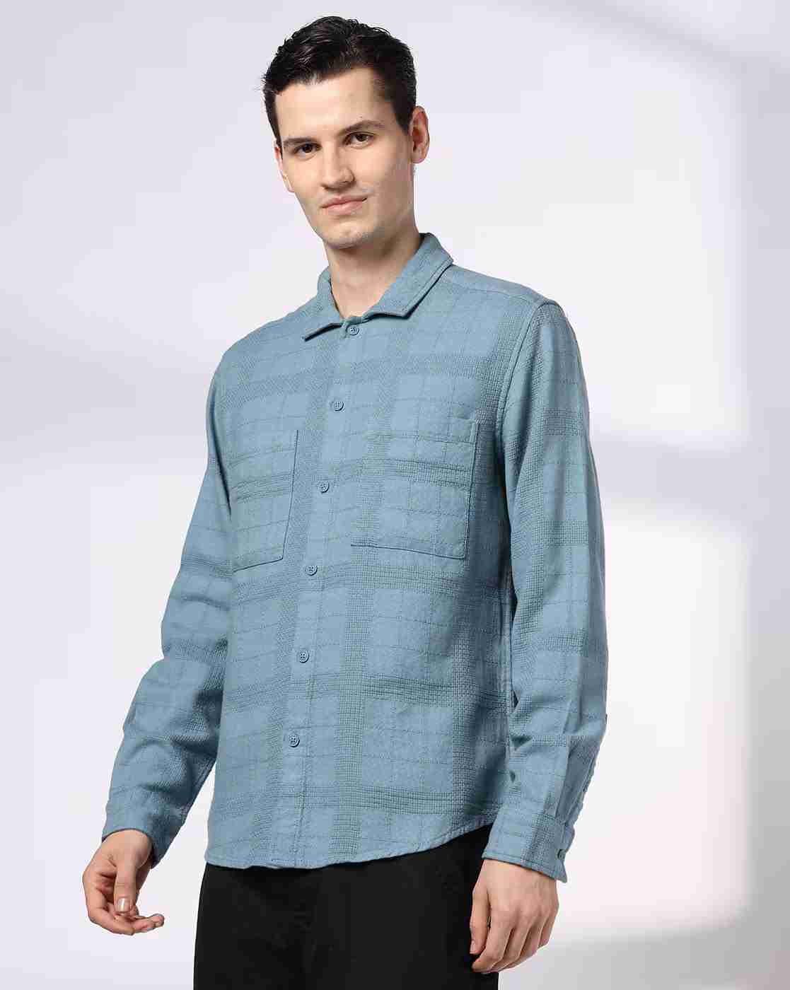 DNMX | Men Checked Regular Fit Shirt with Patch Pockets|3