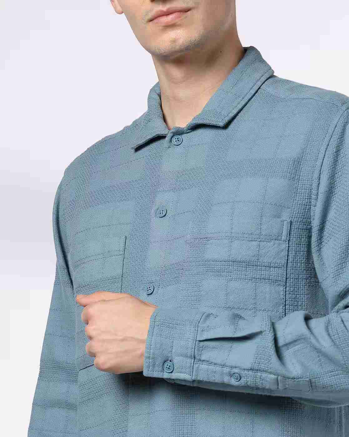 DNMX | Men Checked Regular Fit Shirt with Patch Pockets|5