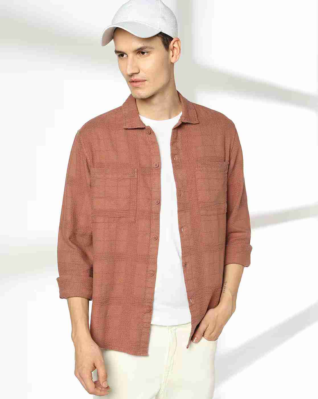 Men Checked Regular Fit Shirt with Patch Pockets