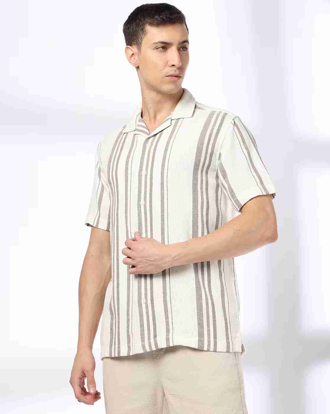 DNMX | Men Striped Regular Fit Shirt|0