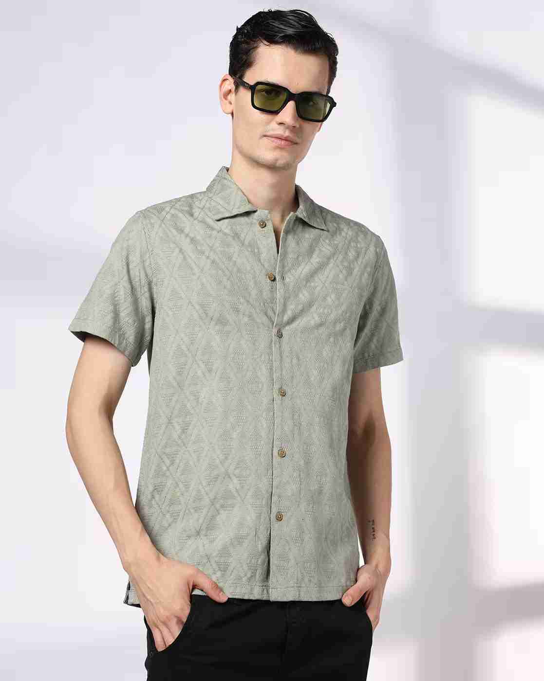 DNMX | Men Geometric Print Regular Fit Shirt|0