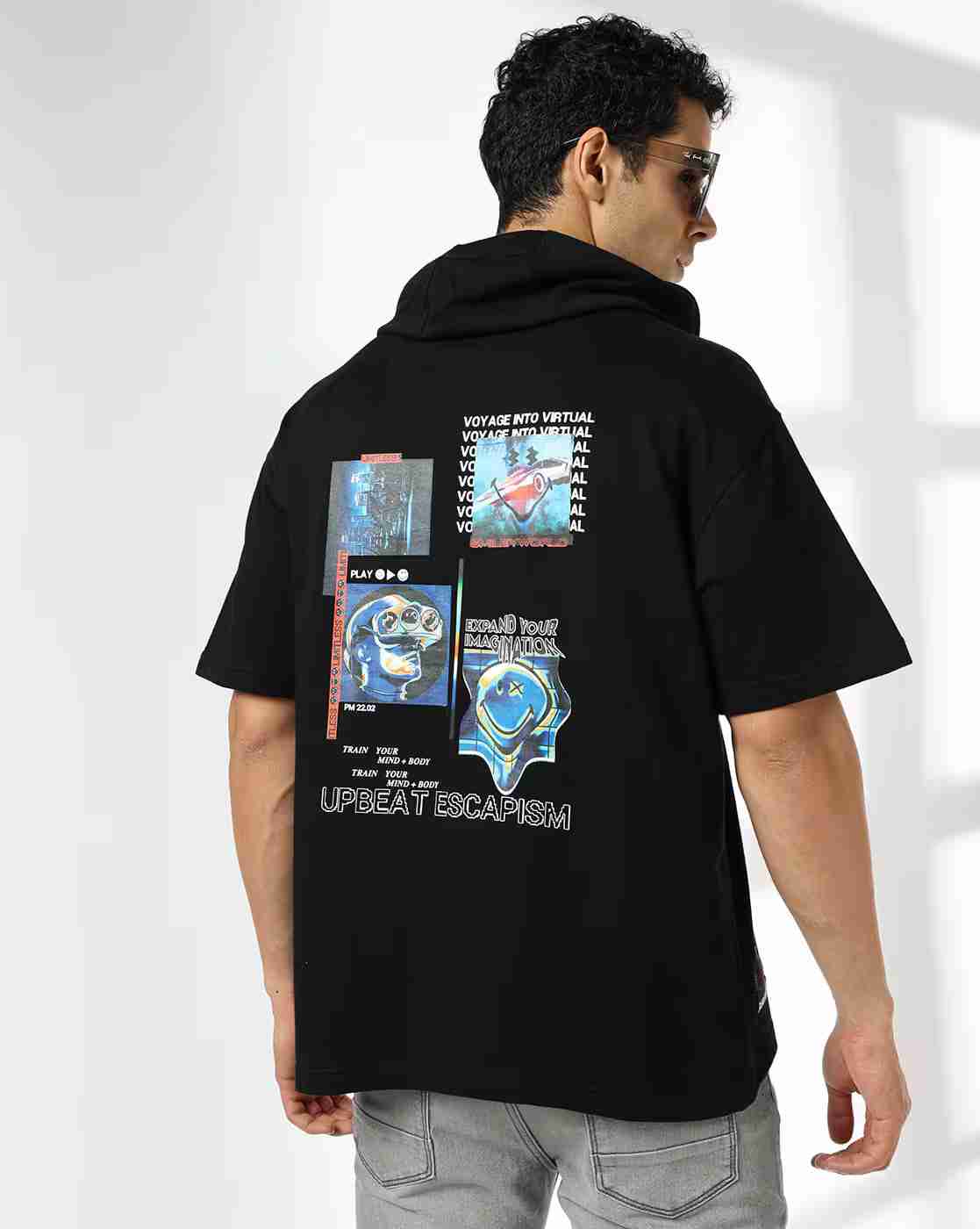 DNMX | Men Graphic Print Hooded T-Shirt|0