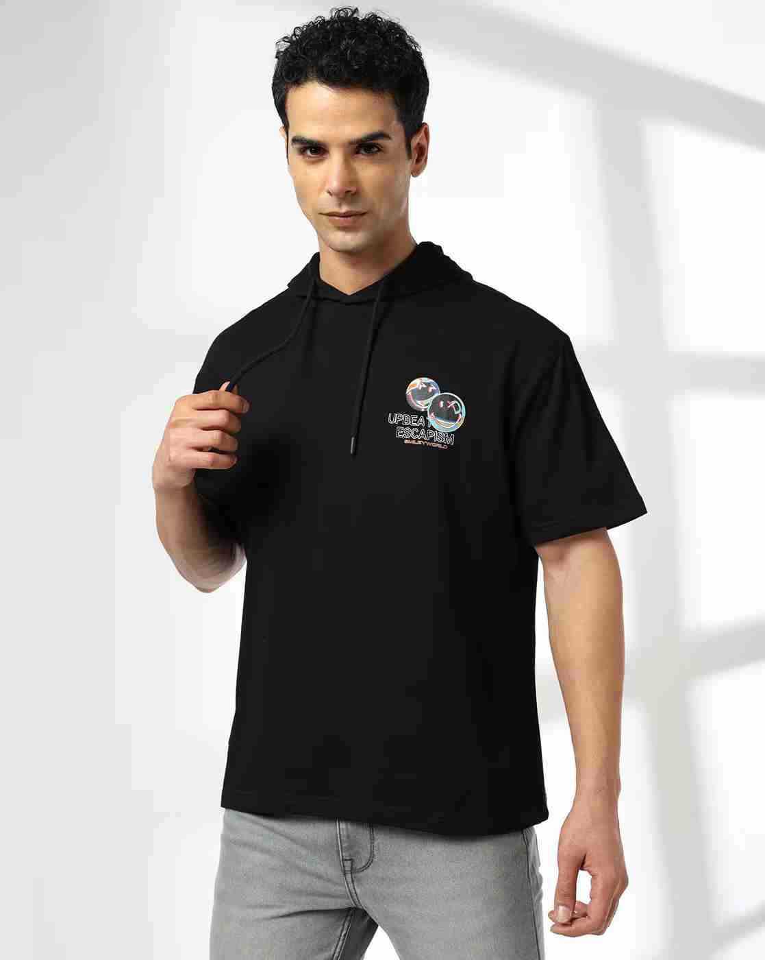 DNMX | Men Graphic Print Hooded T-Shirt|1