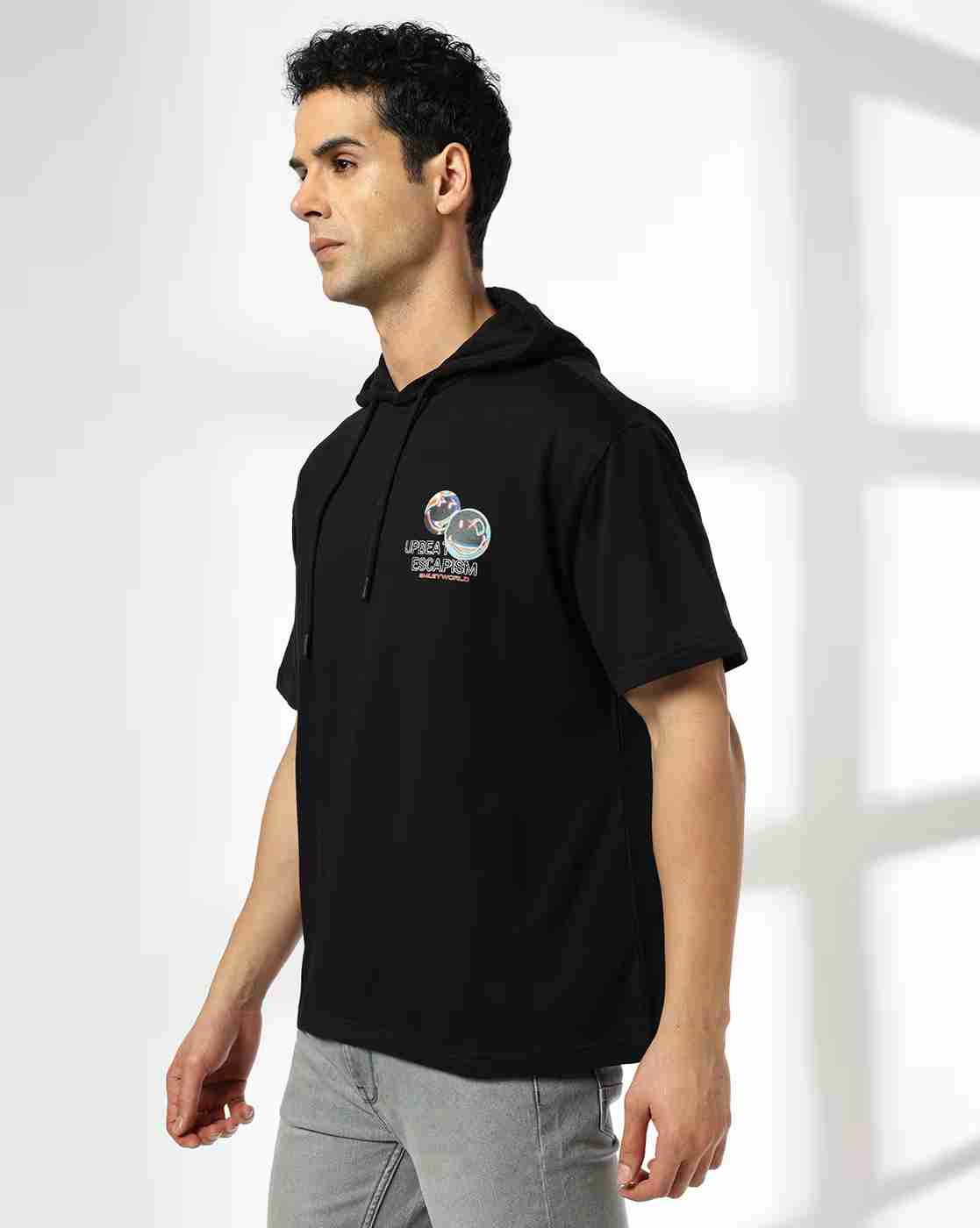 DNMX | Men Graphic Print Hooded T-Shirt|2