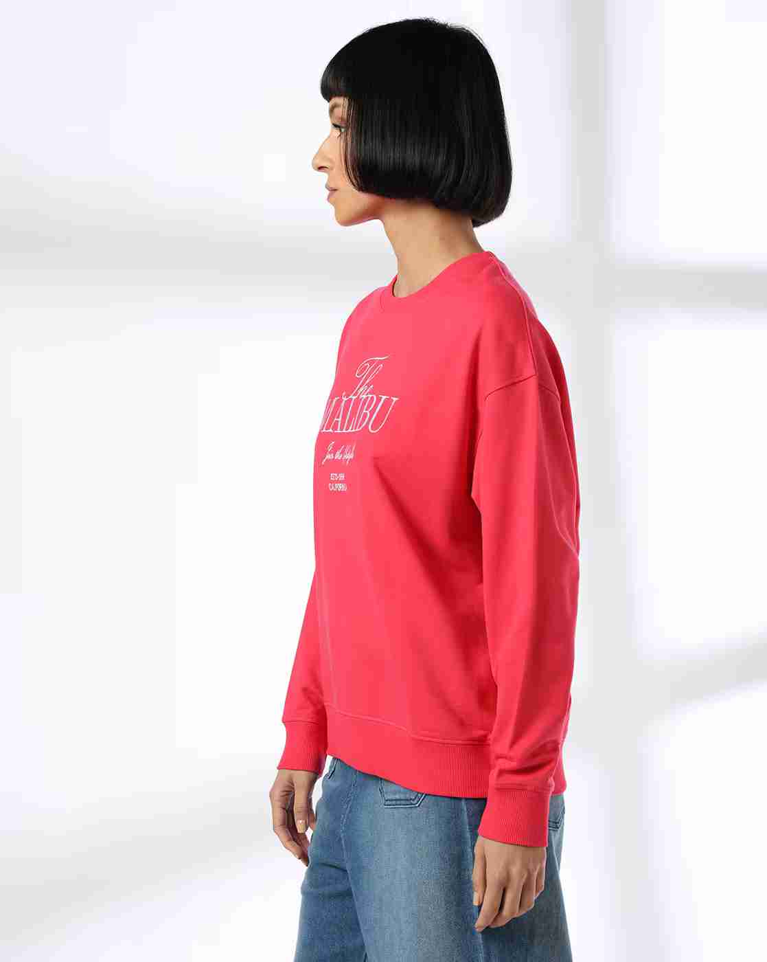DNMX | Women Embroidered Boxy Fit Cotton Crew-Neck Sweatshirt|1