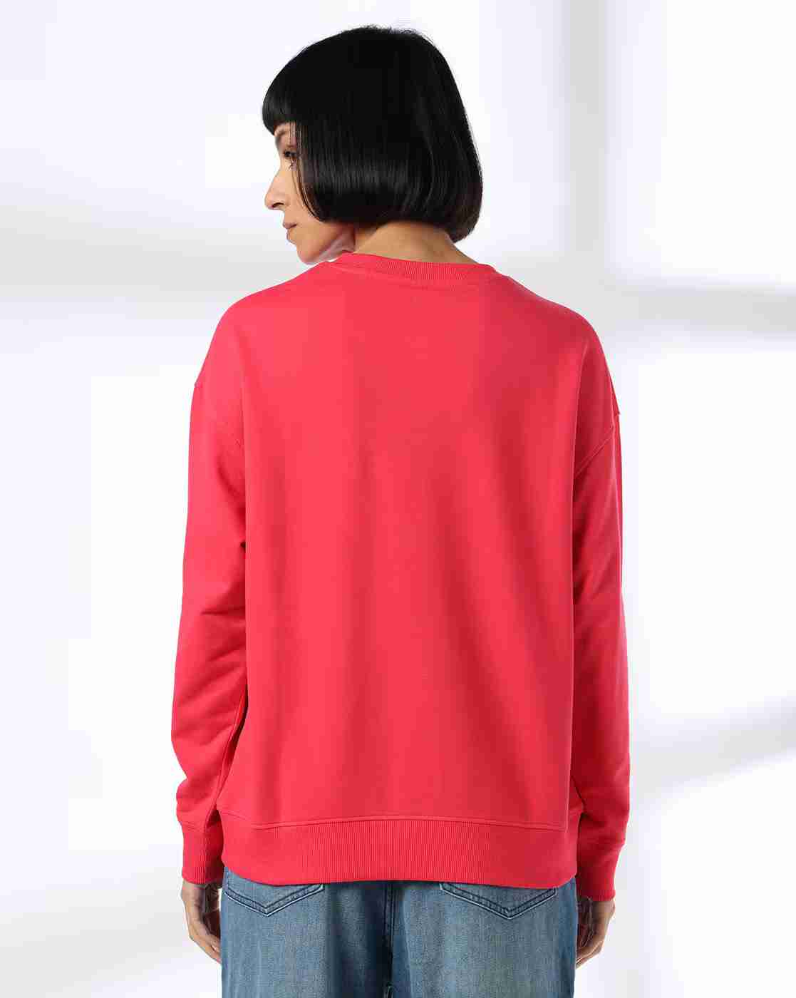 DNMX | Women Embroidered Boxy Fit Cotton Crew-Neck Sweatshirt|2