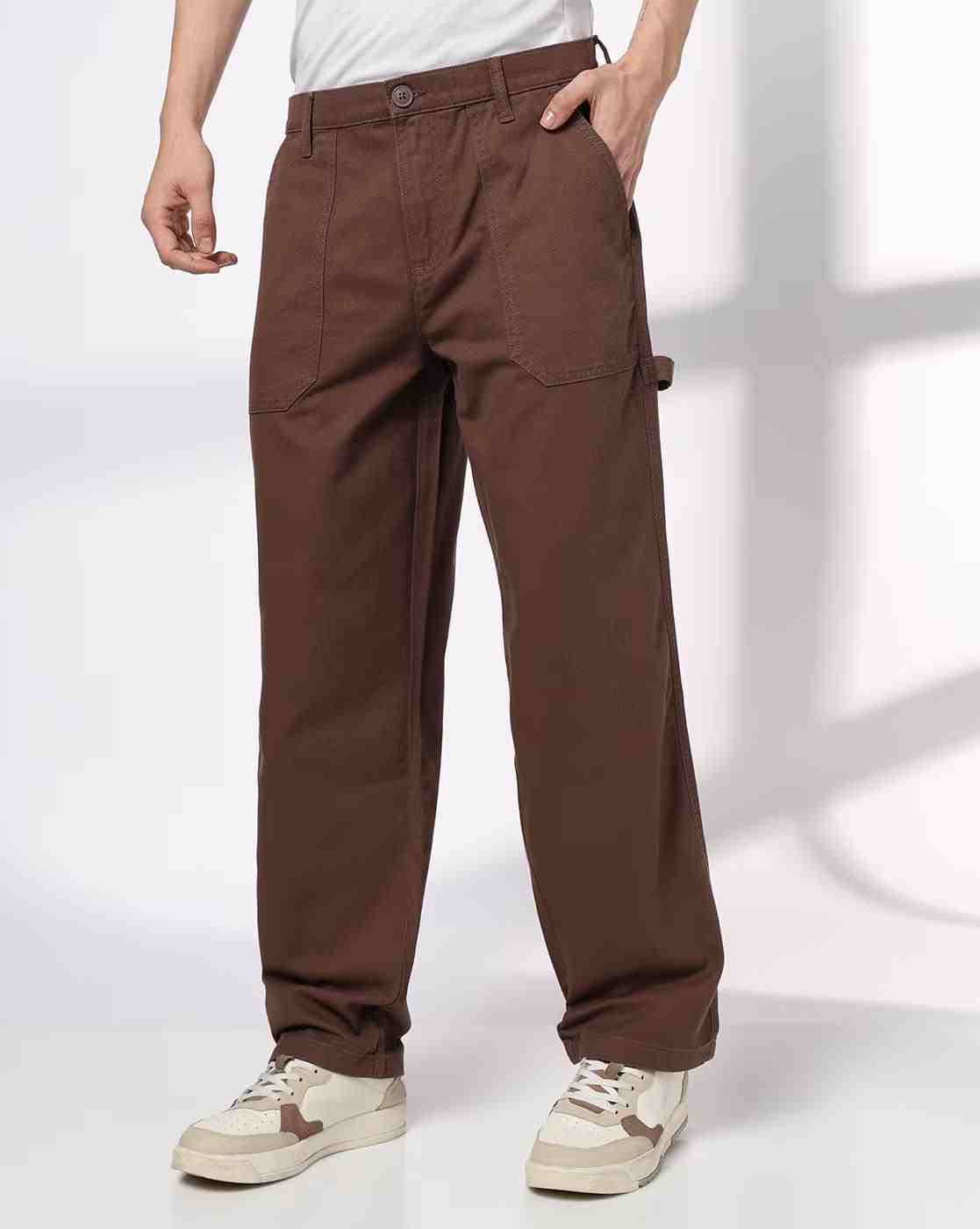 DNMX | Men Carpenter Fit Flat-Front Chinos|0