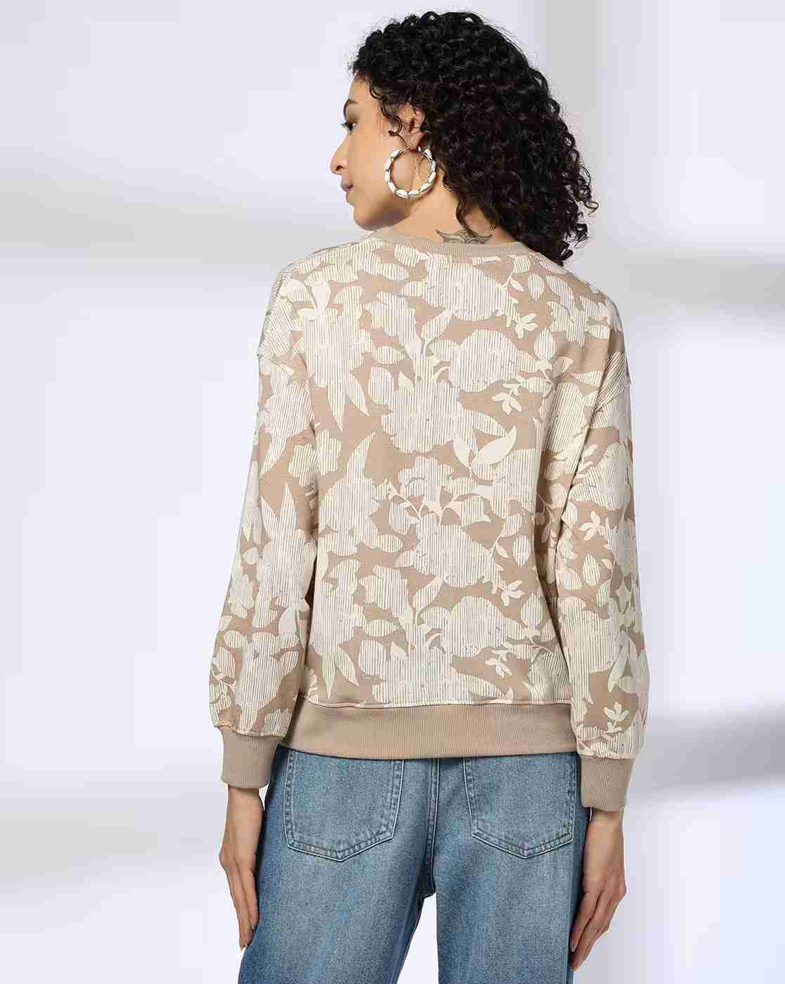 DNMX | Women Floral Print Boxy Fit Crew-Neck Sweatshirt|2