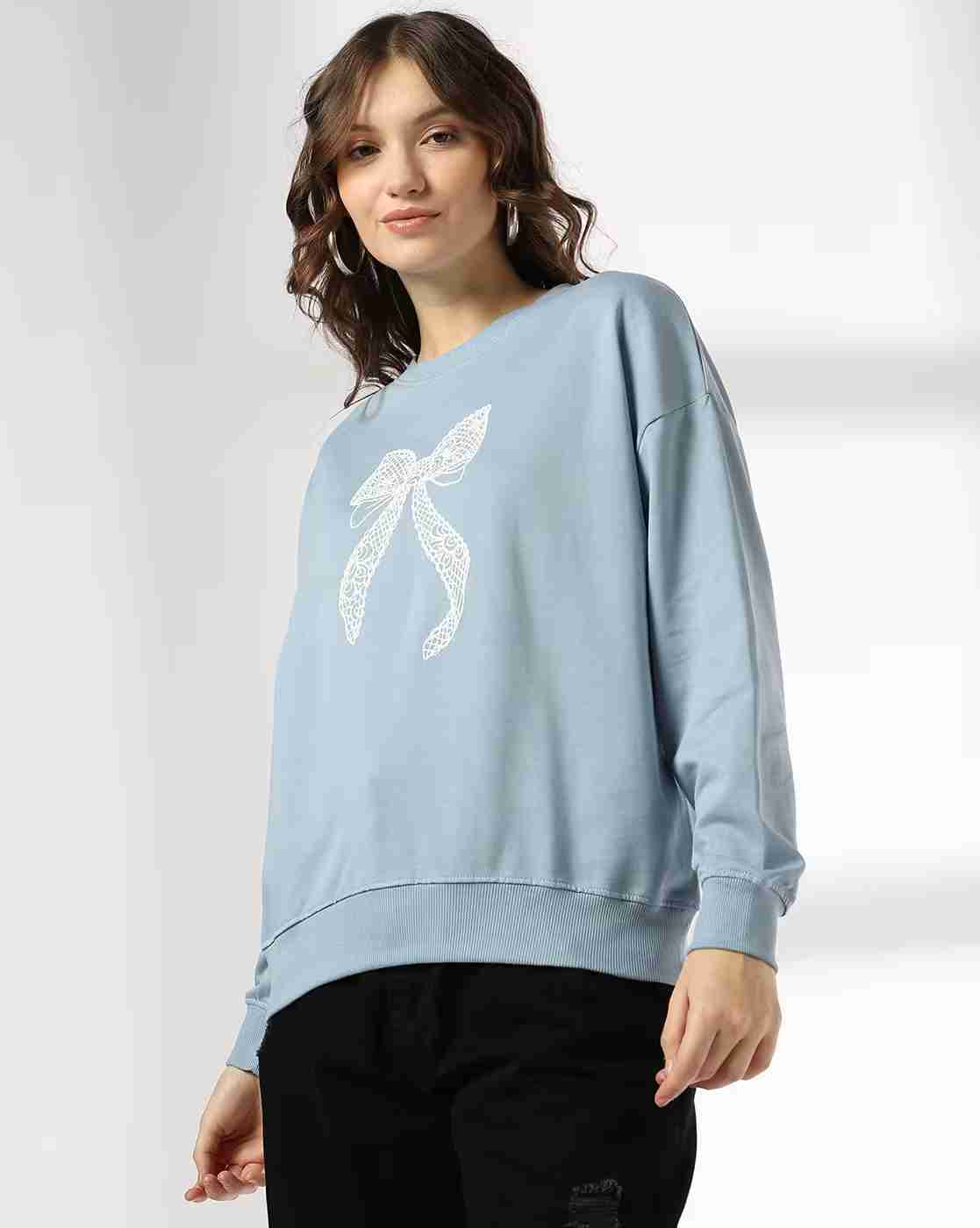 DNMX | Women Embroidered Boxy Fit Cotton Crew-Neck Sweatshirt|0