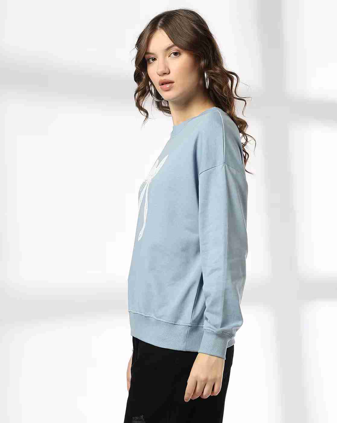 DNMX | Women Embroidered Boxy Fit Cotton Crew-Neck Sweatshirt|1