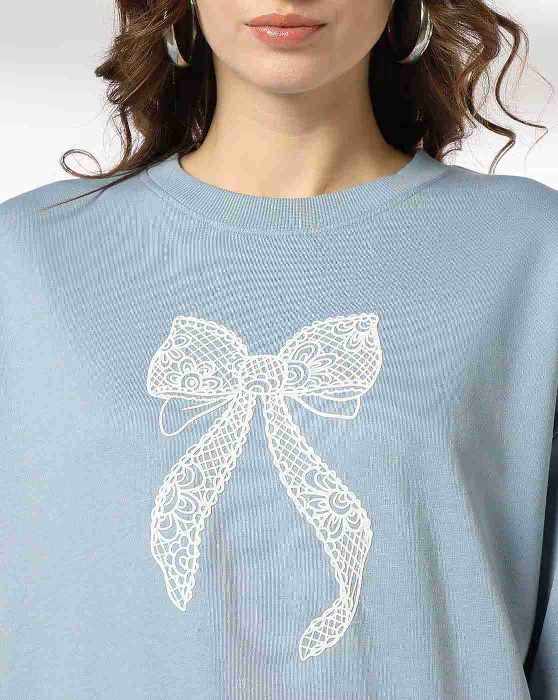 DNMX | Women Embroidered Boxy Fit Cotton Crew-Neck Sweatshirt|3