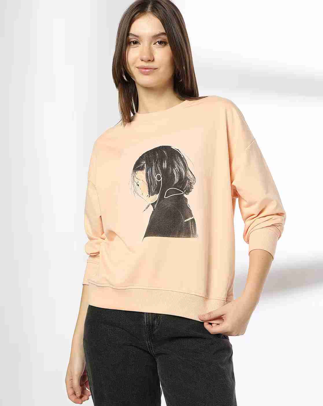 DNMX | Women Graphic Print Boxy Fit Sweatshirt|0
