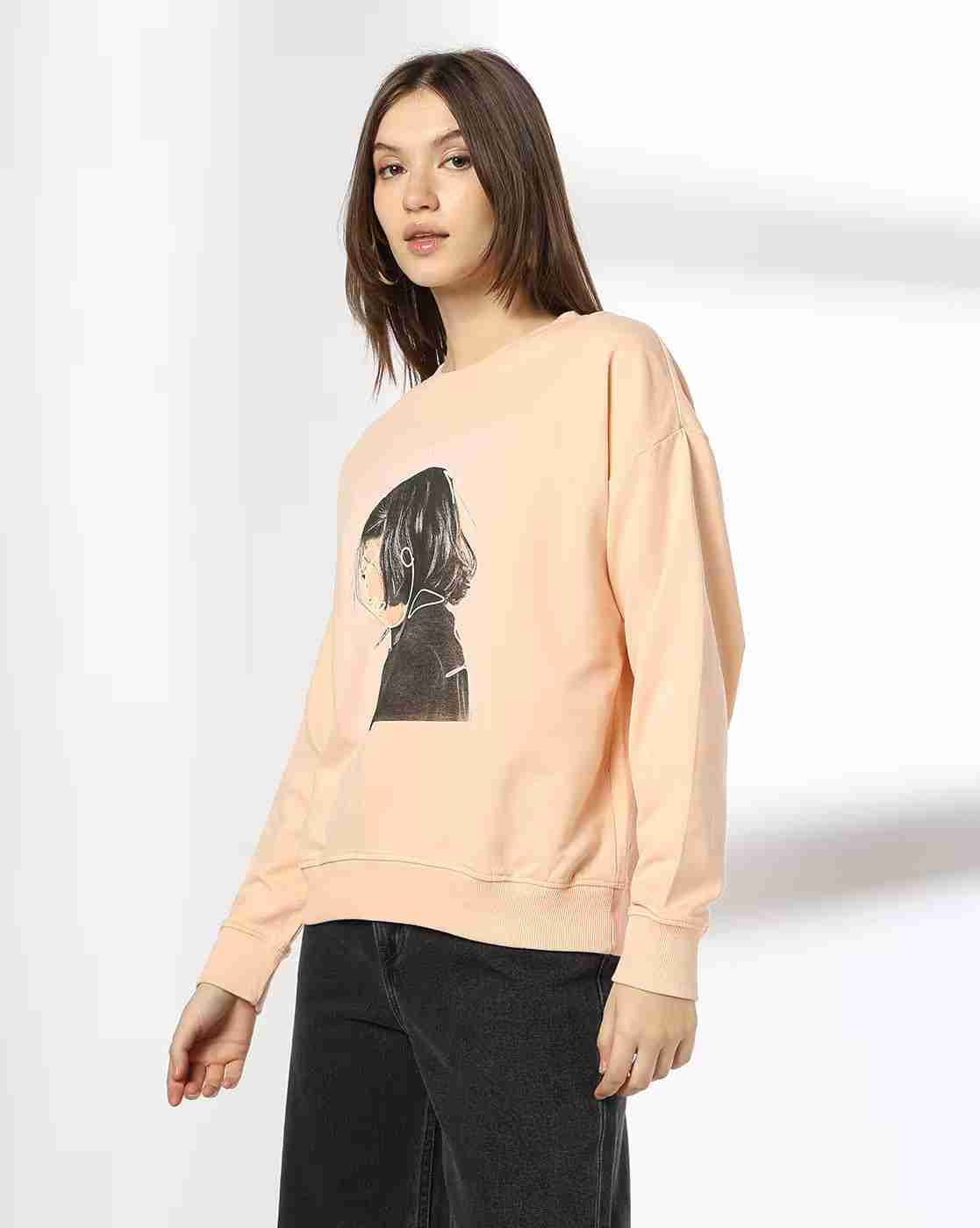 DNMX | Women Graphic Print Boxy Fit Sweatshirt|1