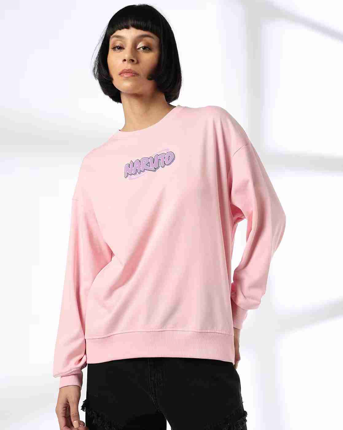 DNMX | Women Naruto Ino Print Boxy Fit Cotton Crew-Neck Sweatshirt|0