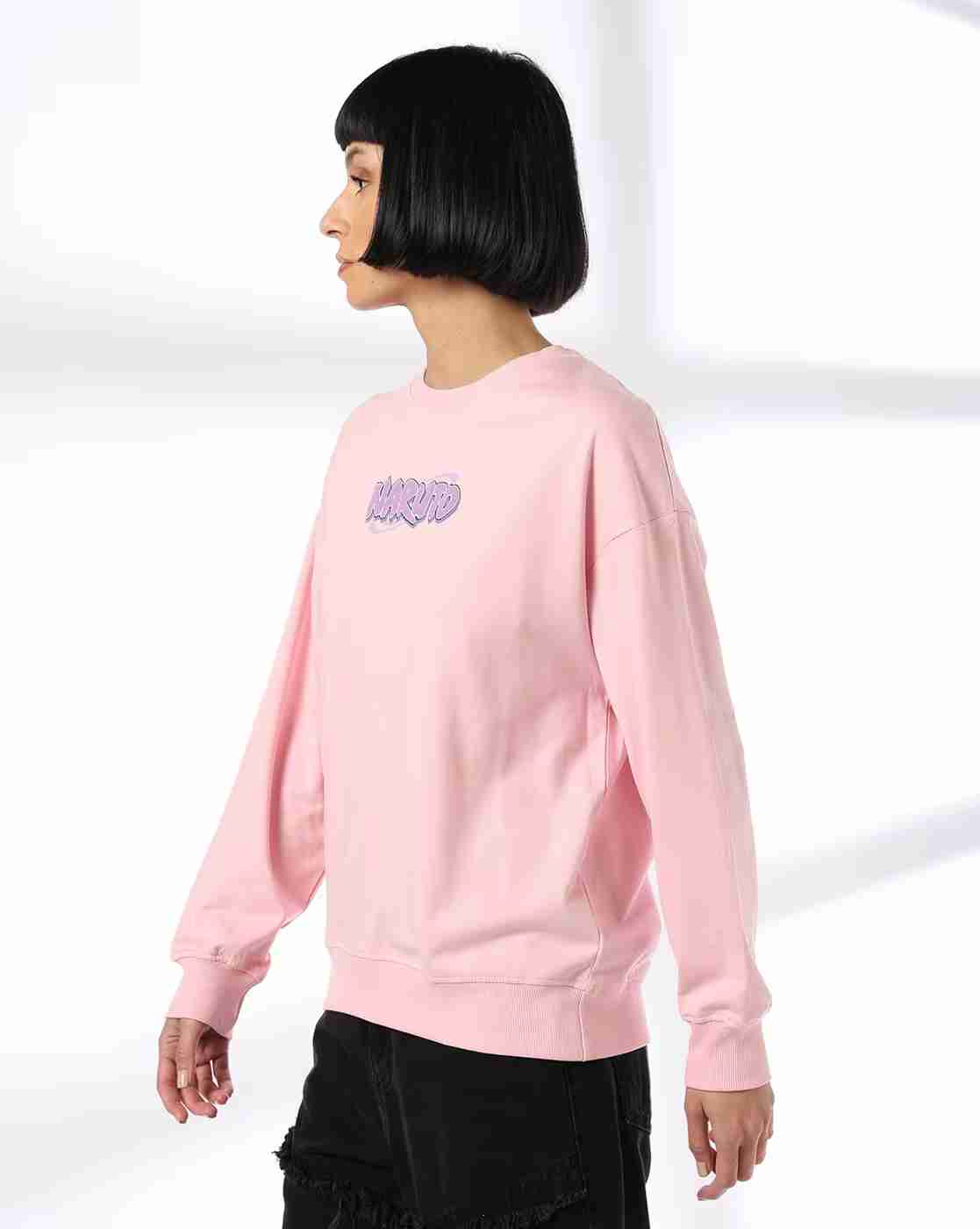 DNMX | Women Naruto Ino Print Boxy Fit Cotton Crew-Neck Sweatshirt|1