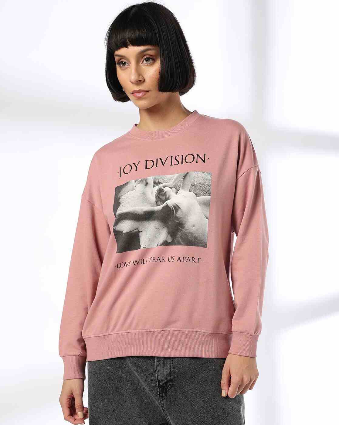 DNMX | Women Joy Division Print Boxy Fit Crew-Neck Sweatshirt|0