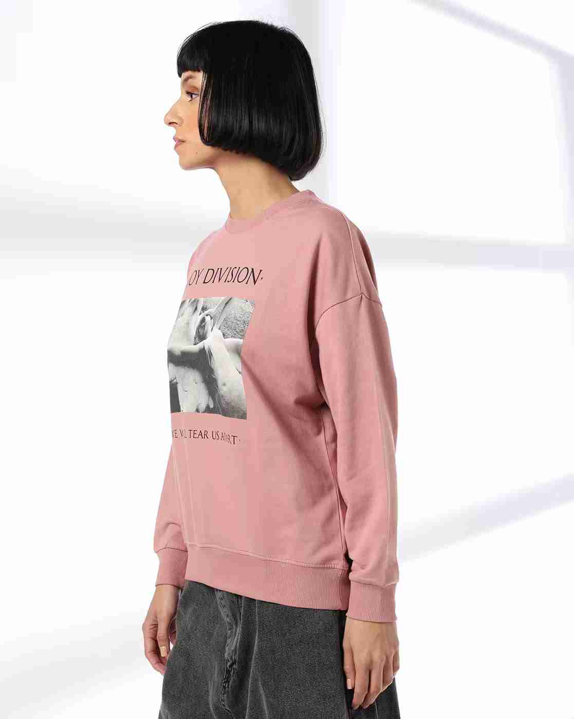DNMX | Women Joy Division Print Boxy Fit Crew-Neck Sweatshirt|1