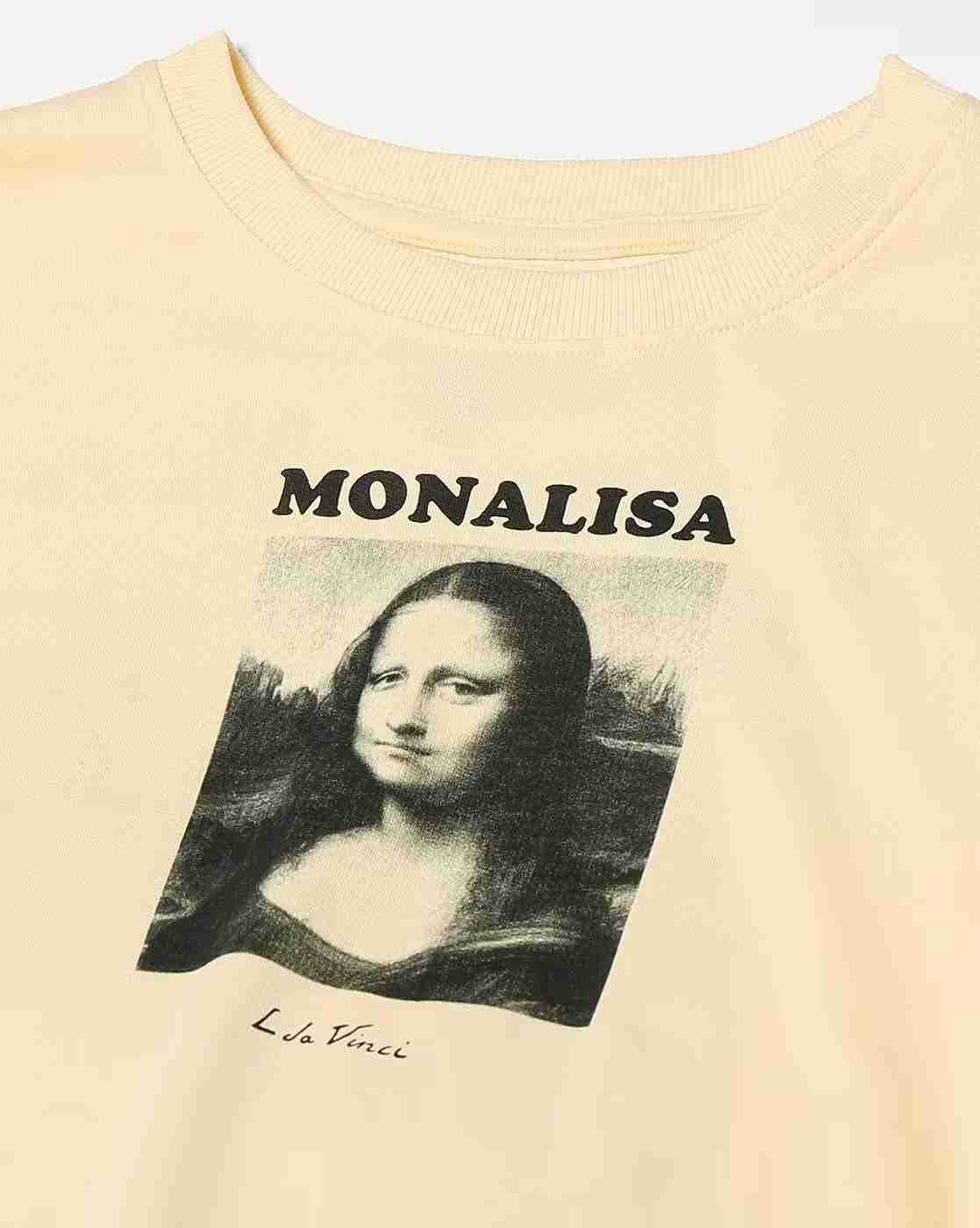 DNMX | Women Monalisa Print Boxy Fit Cotton Crew-Neck Sweatshirt|4